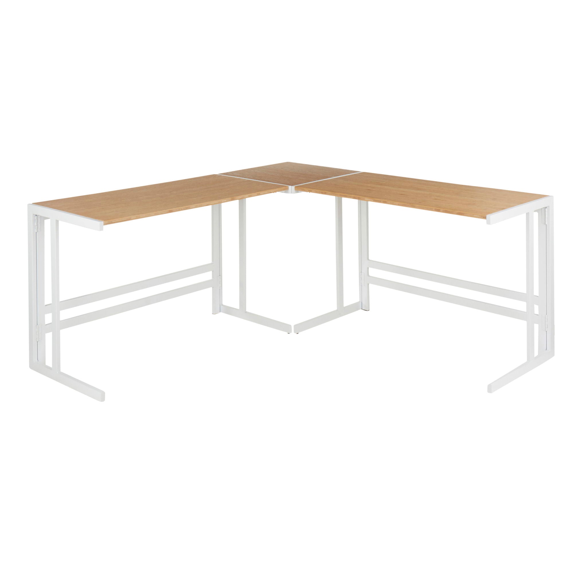 Roman - Industrial L Shaped Desk - White / Natural by HouseOfZazla