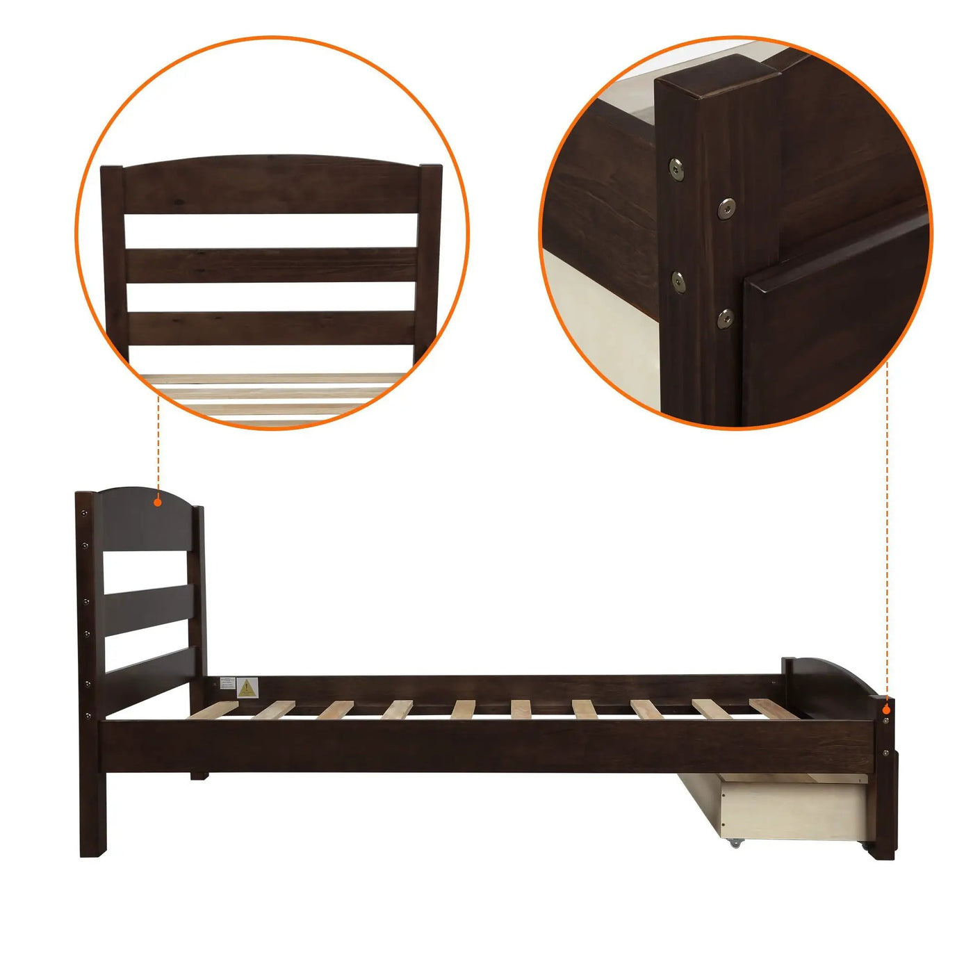Platform Bed Frame With Storage Drawer And Wood Slat Support No Box Spring Needed by Unique Piece Furniture