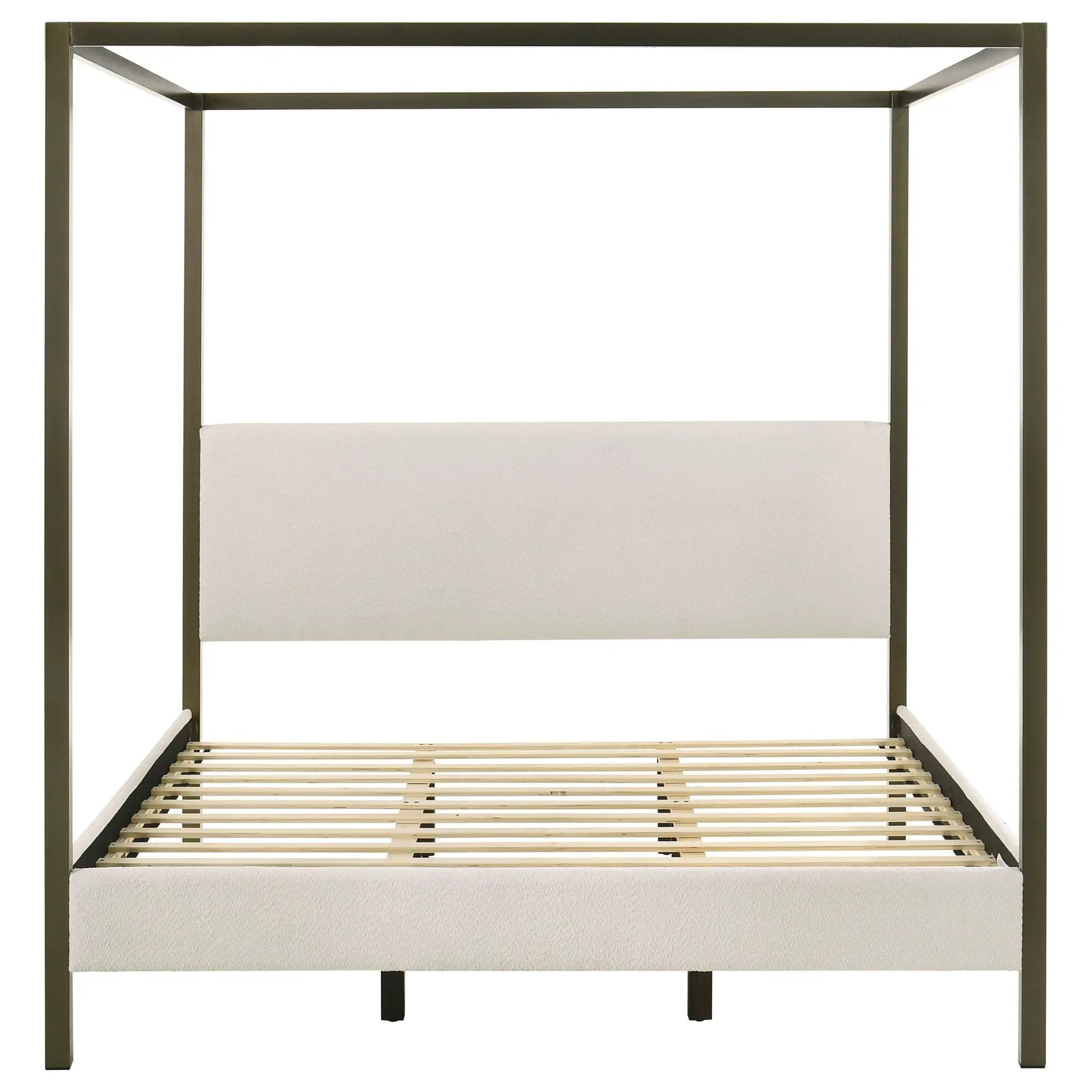Monroe Upholstered Eastern King Canopy Bed Vanilla by Unique Piece Furniture
