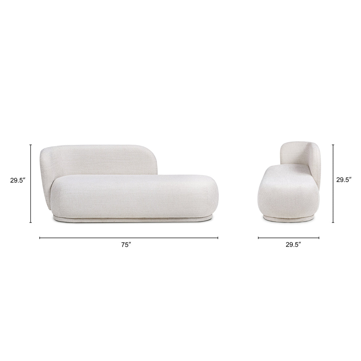 Aire 75" RAF Modern Rounded Chaise Lounge with Boucle Upholstery - Stone Light, photo 10 of 10