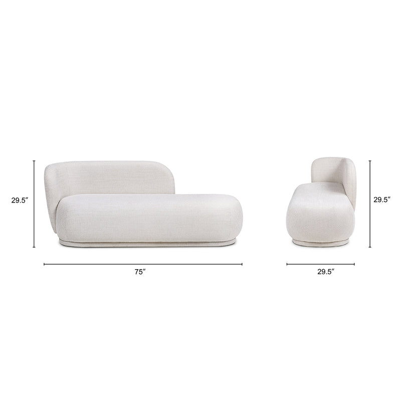 Aire 75" RAF Modern Rounded Chaise Lounge with Boucle Upholstery - Stone Light, photo 10 of 10