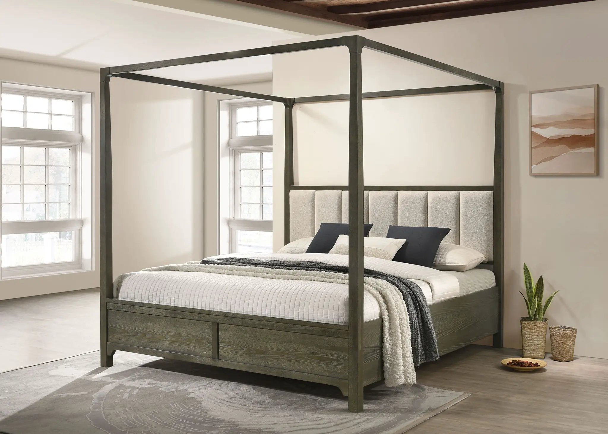 Gran Park California King Four Poster Canopy Bed Dark Cocoa by Unique Piece Furniture