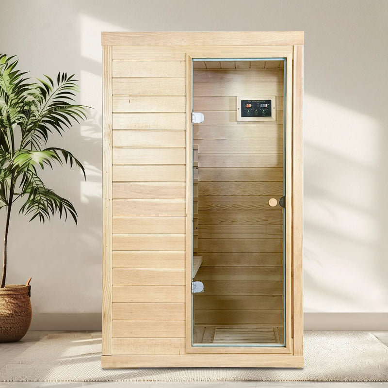 Canadian Hemlock Wood One Person Far Infrared Sauna by HouseOfZazla