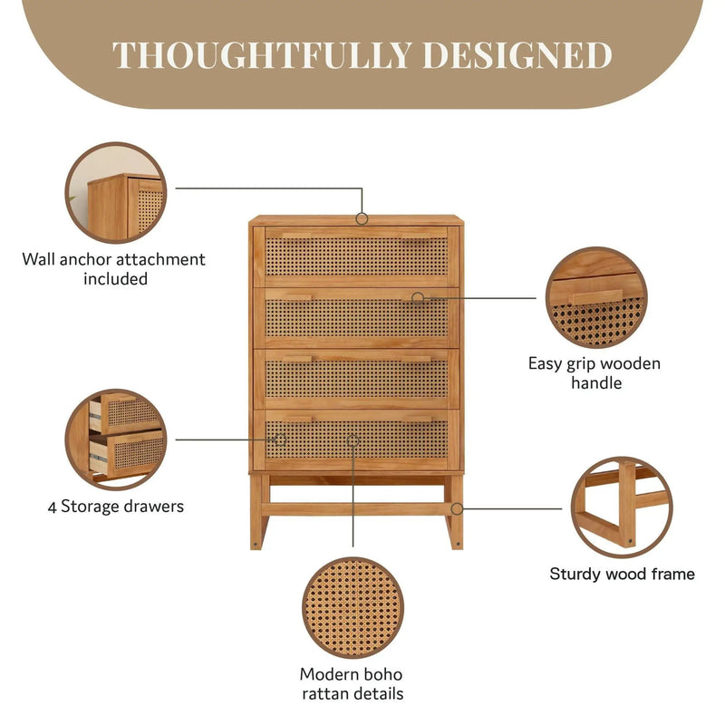 Talo - 4 Drawer Dresser - Natural by Unique Piece Furniture