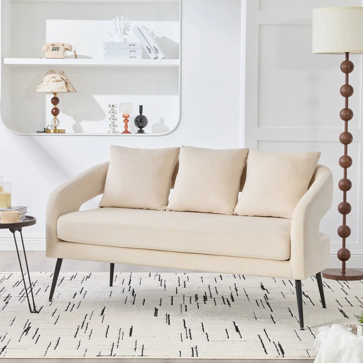 Open Back Loveseat Settee With 3 Pillows by HouseOfZazla