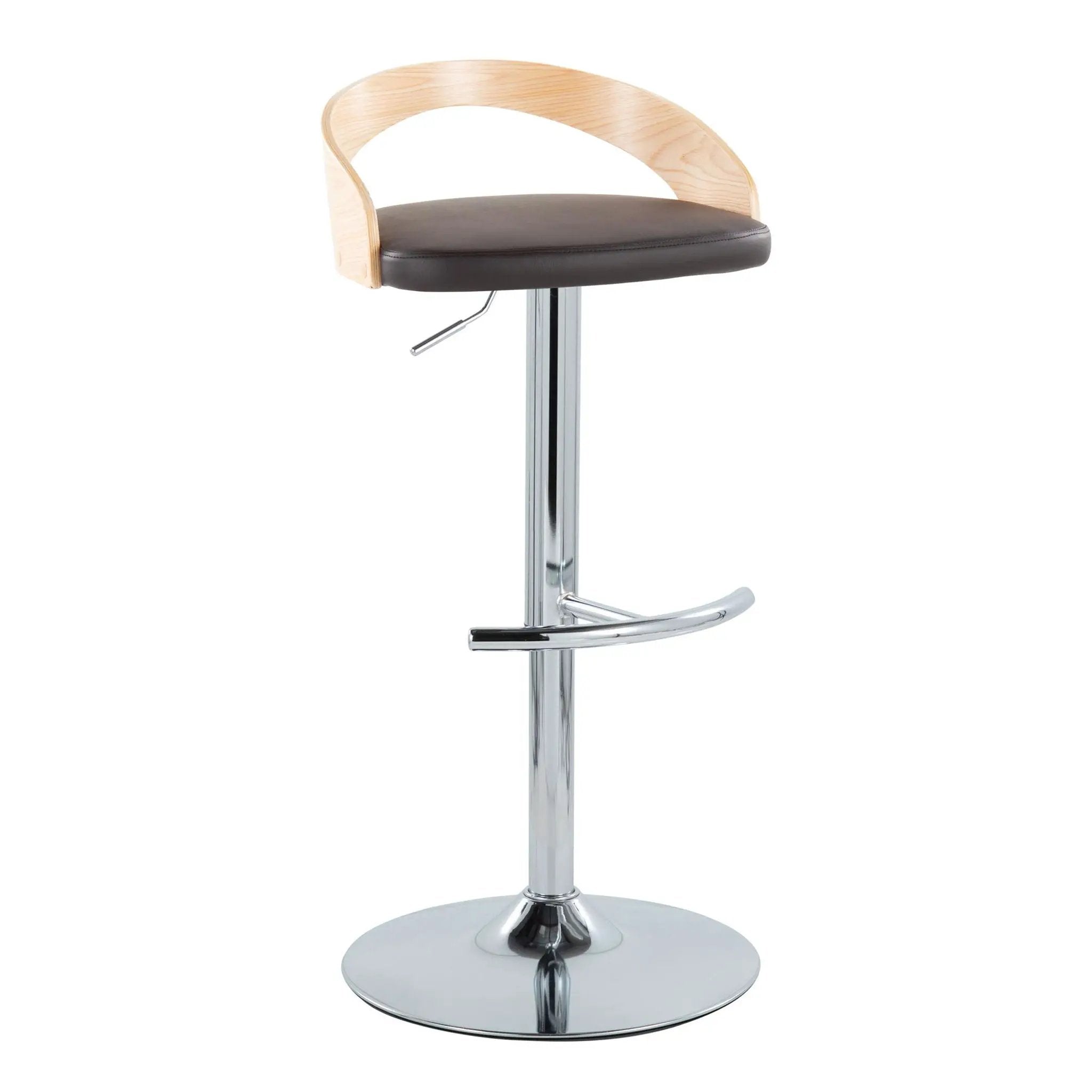 Grotto - Contemporary Adjustable Barstool, Swivel With Rounded T Footrest (Set of 2) by HouseOfZazla