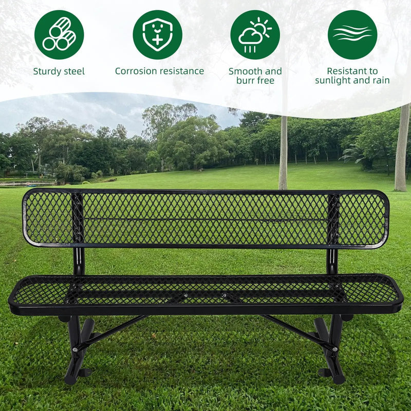 Outdoor Steel Bench With Backrest