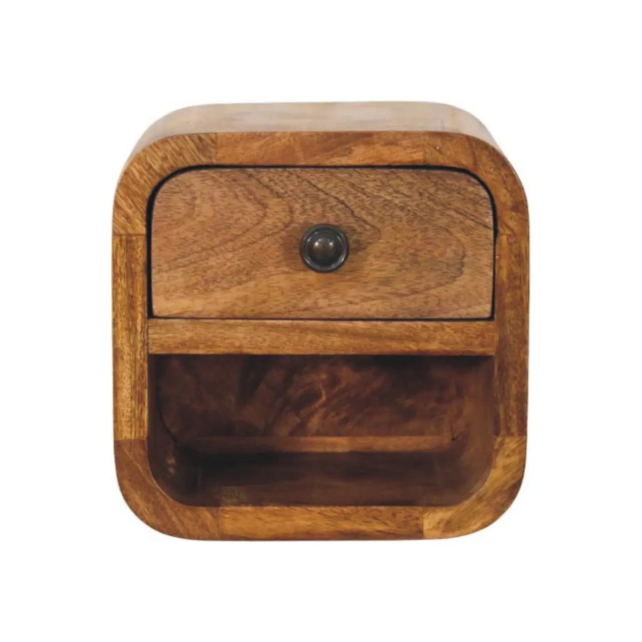Solid Wood Curved Wall Mounted Bedside Table by HouseOfZazla