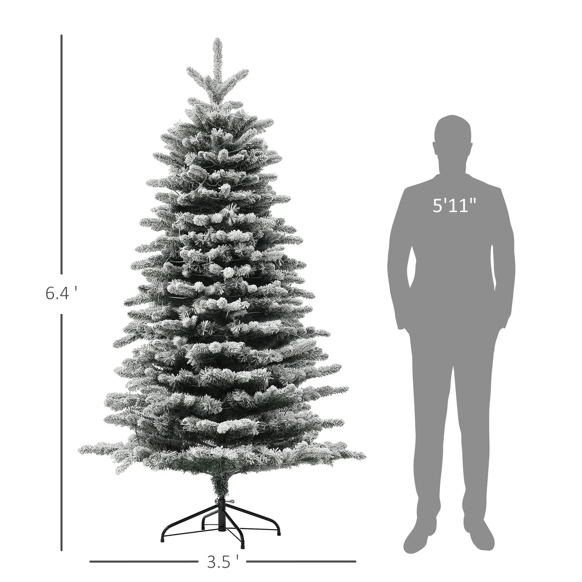 6.5 Ft Pre-Lit Snow Flocked Mountain Pine Artificial Christmas Tree by HouseOfZazla