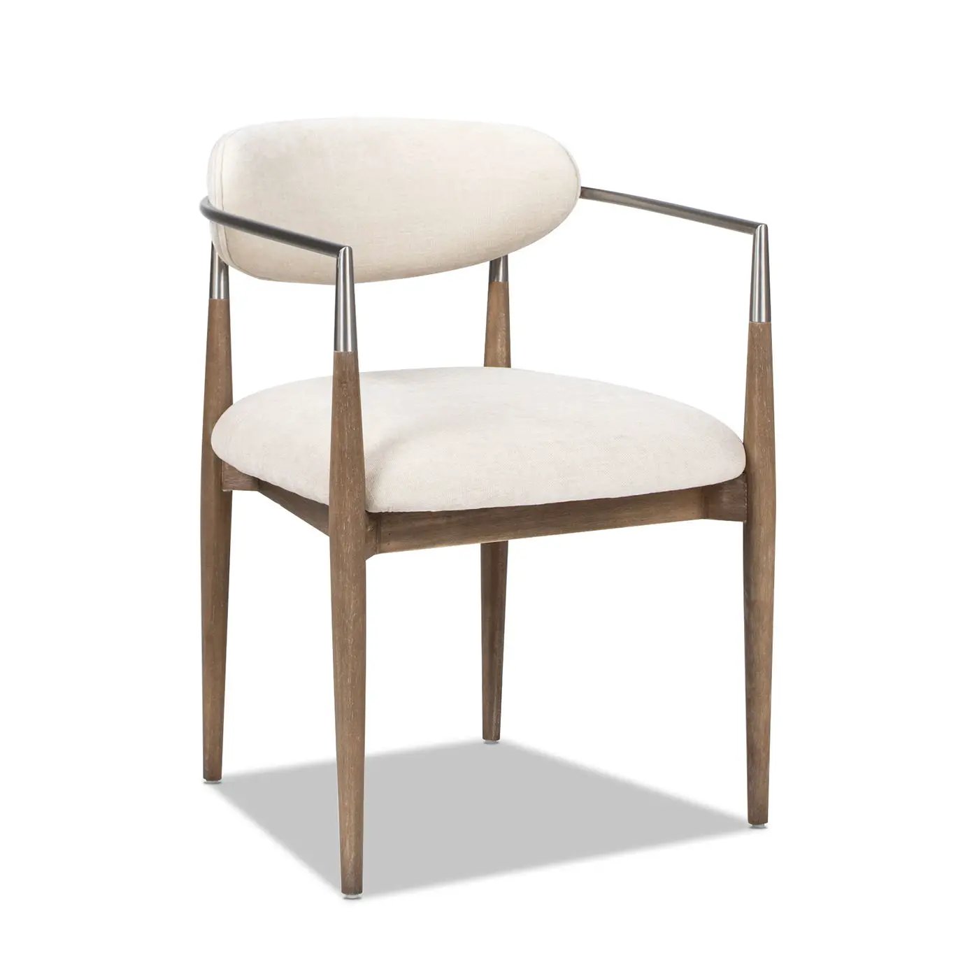 Artemis - Mixed Material Upholstered Dining Arm Chair - Warm White by HouseOfZazla