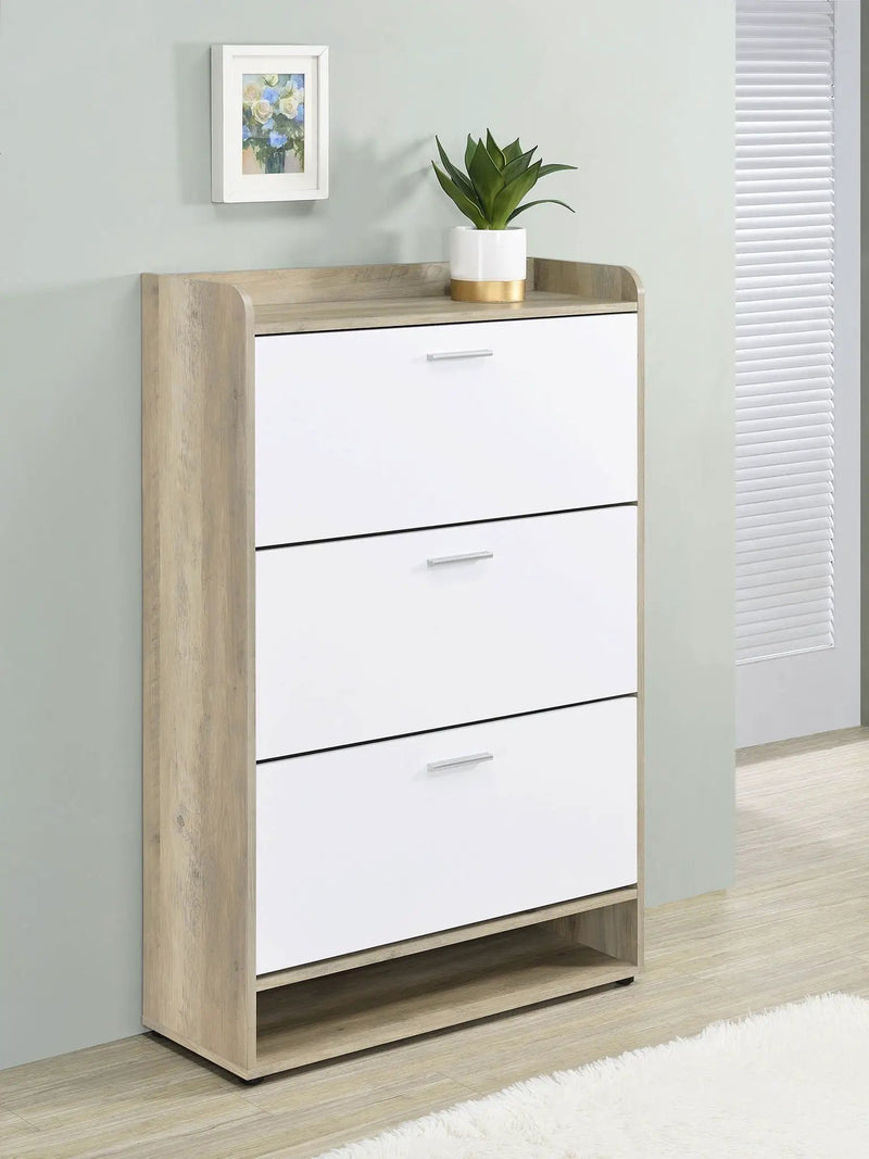 Denia 3-tier Engineered Wood Shoe Cabinet White by Unique Piece Furniture