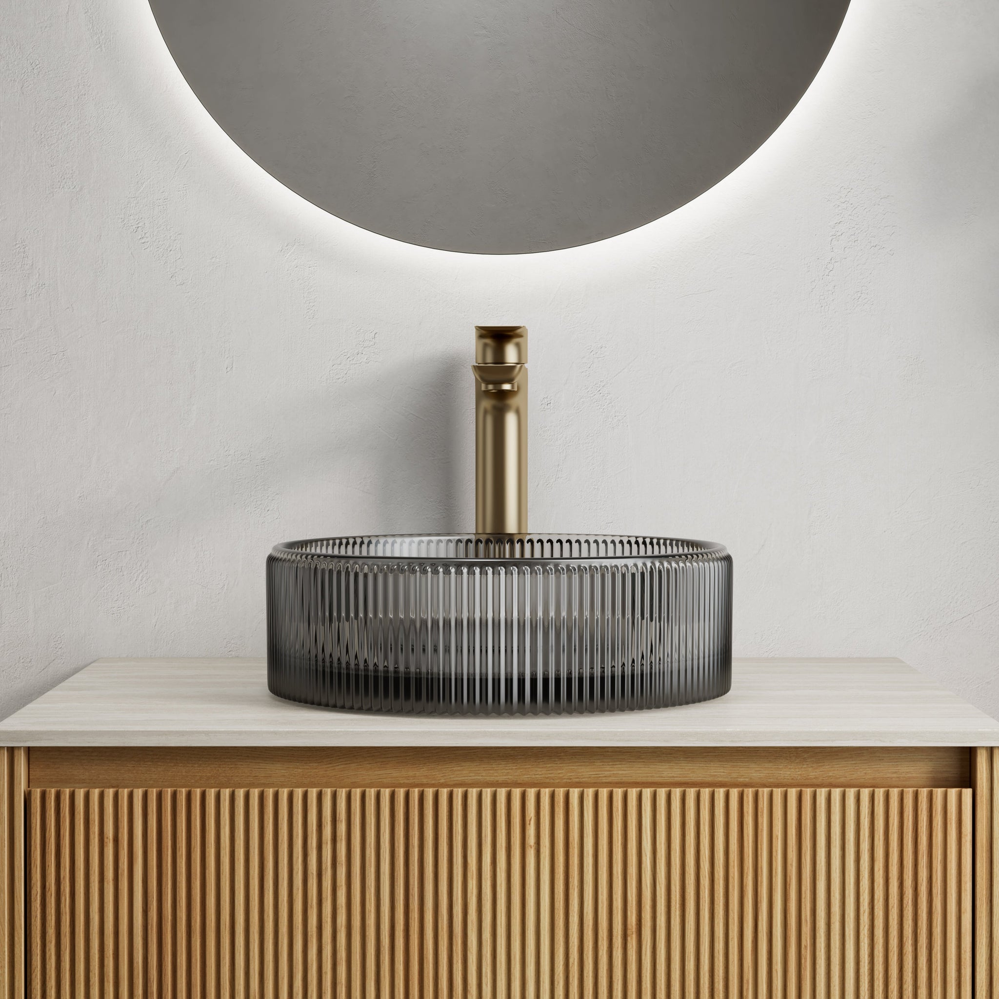 Sonny 16'' Bathroom Round Crystal Glass Sink Transparent by HouseOfZazla