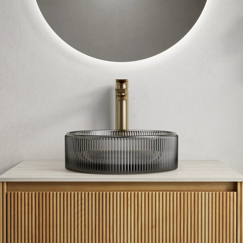 Sonny 14'' Bathroom Round Crystal Glass Sink without Faucet by HouseOfZazla