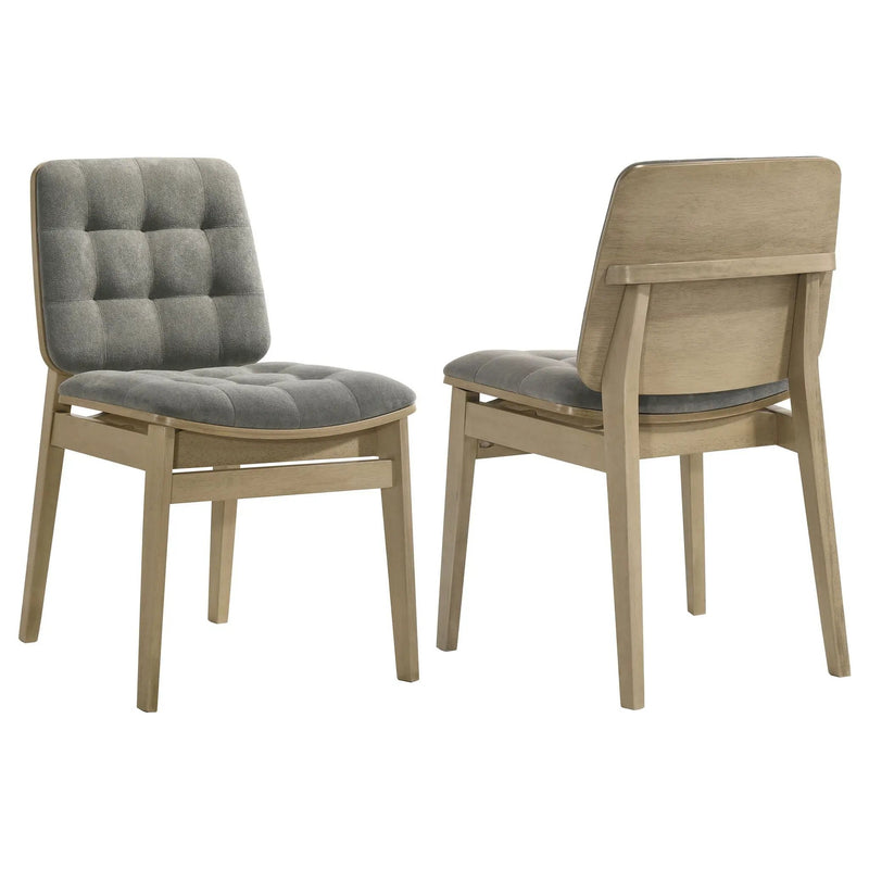 Redbridge Velvet Upholstered Side Chair Grey and Natural Oak (Set of 2) by Unique Piece Furniture