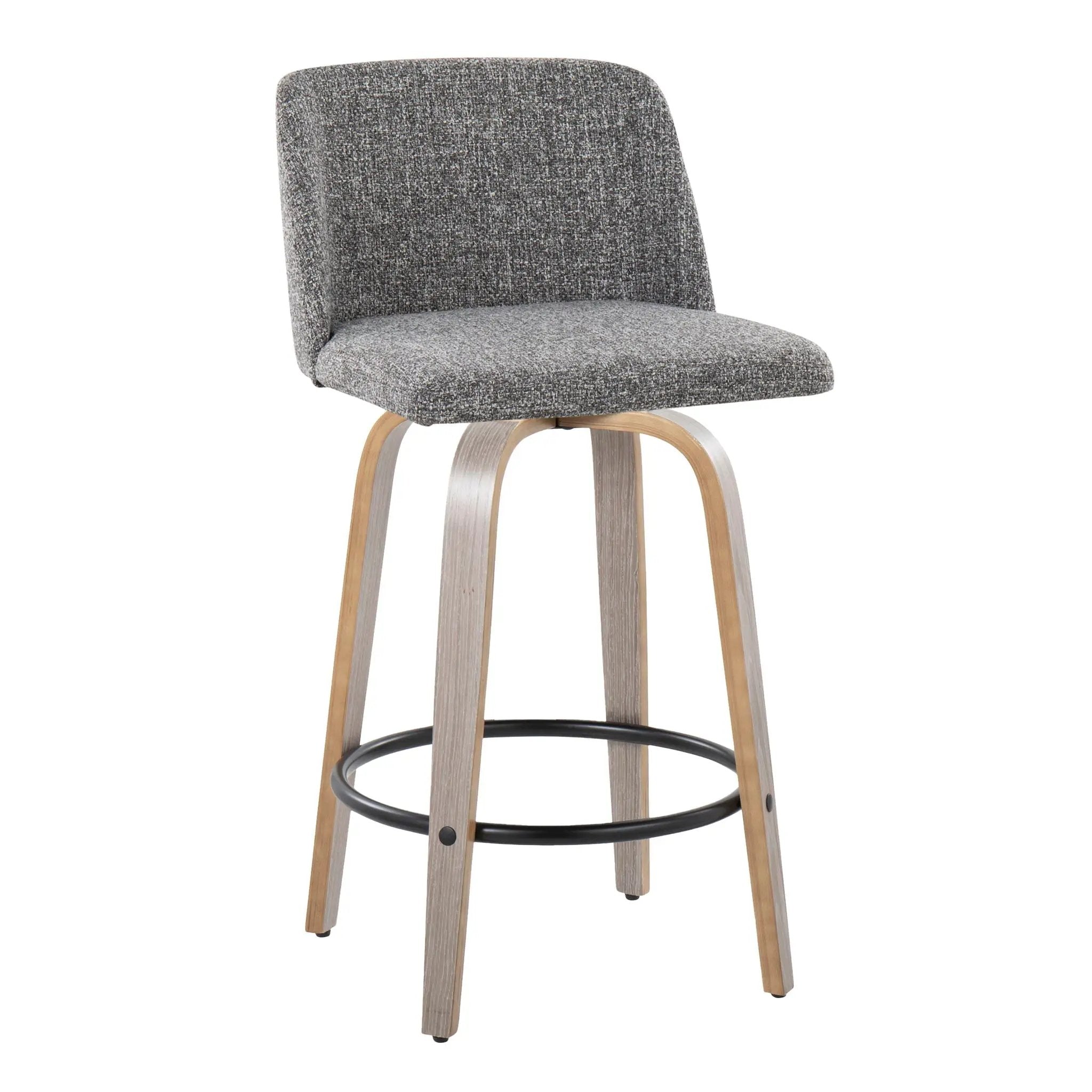 Toriano - Contemporary Fixed Height Counter Stool With Swivel & Round Footrest (Set of 2) by Unique Piece Furniture