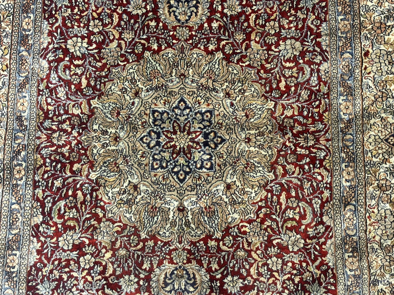 Sino Persian Silk Rug 3x5, Super Fine 440 KPSI, Floral Medallion, Handmade by Jewel Rugs