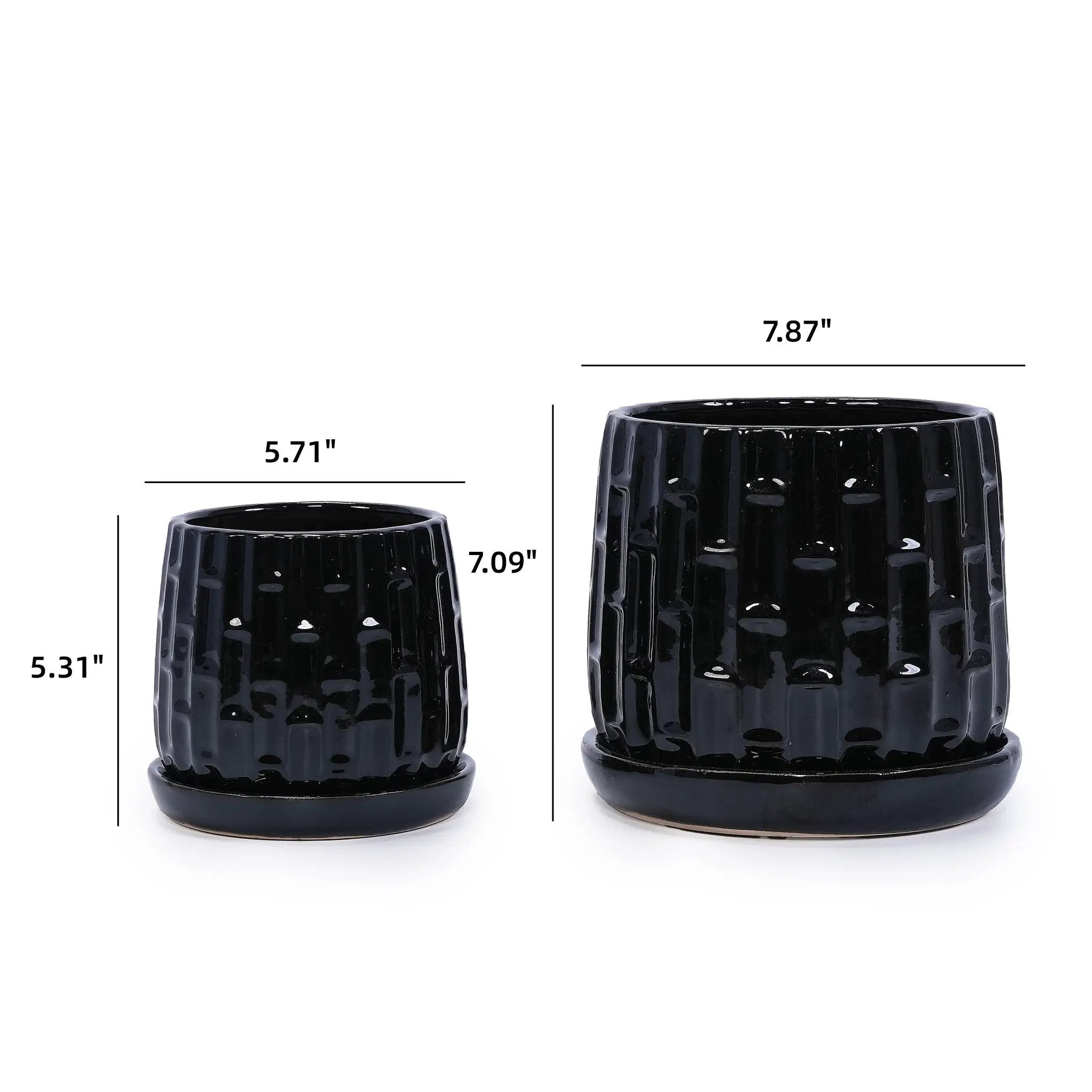 Handmade Ceramic Flower Pot with Groove Pattern by HouseOfZazla