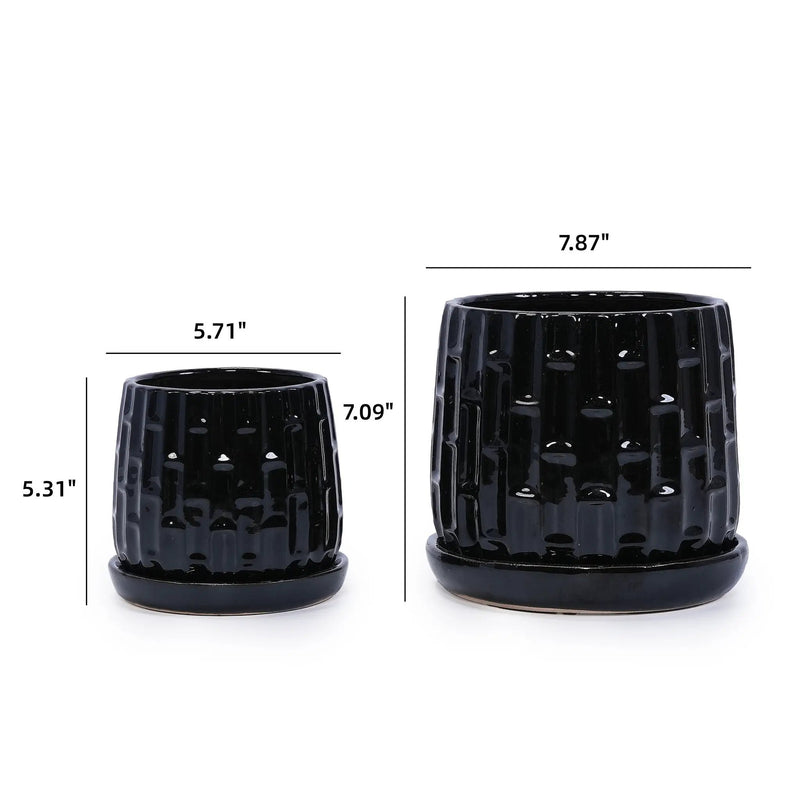 Handmade Ceramic Flower Pot with Groove Pattern by HouseOfZazla