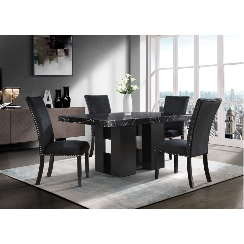 Black 5 Piece Dining Room Set with Double Pedestal Base, photo 8 of 10
