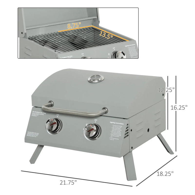 Outsunny 2 Burner Propane Gas Grill Outdoor Portable Tabletop BBQ by HouseOfZazla