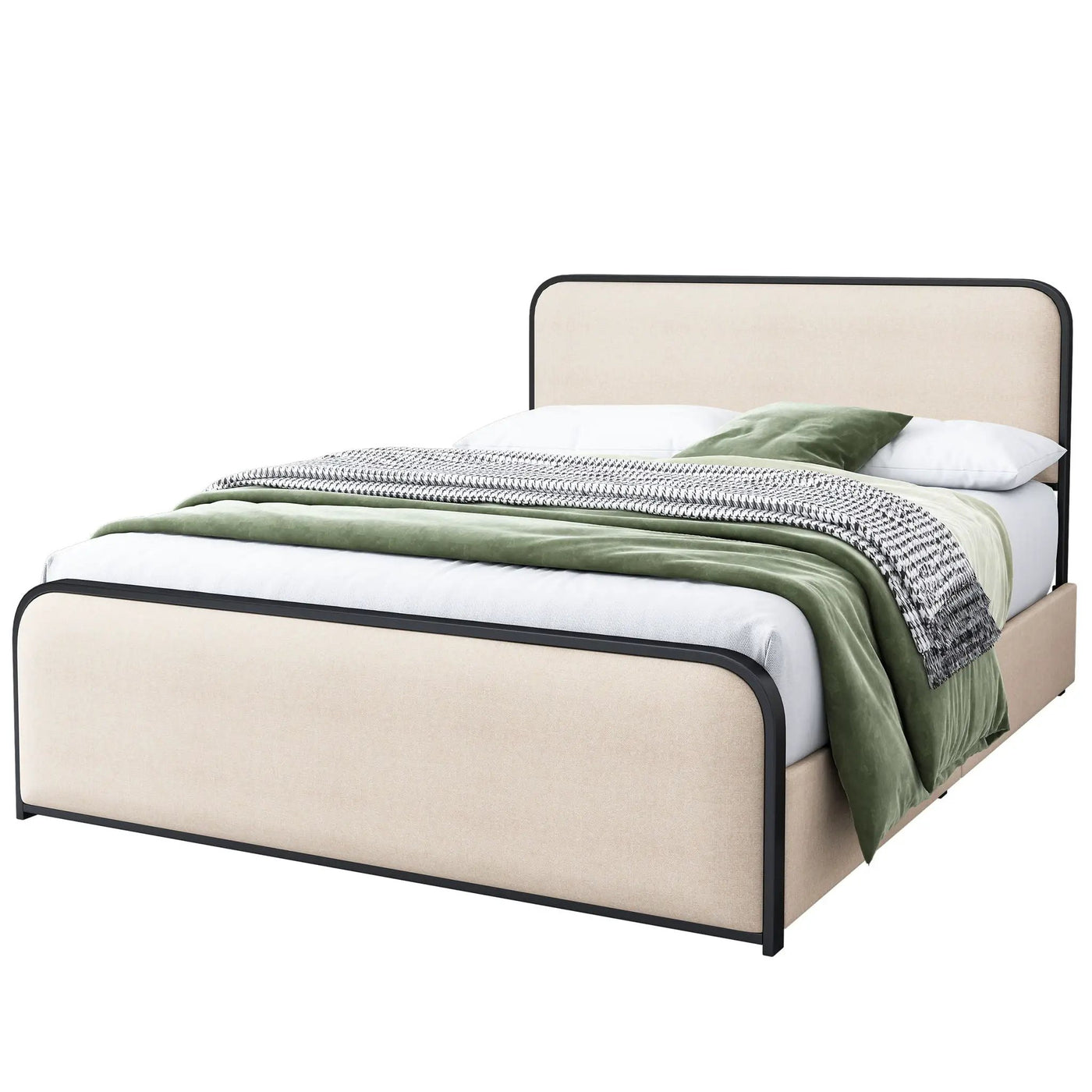 Modern Bed With Curved Upholstered Headboard and Footboard by HouseOfZazla