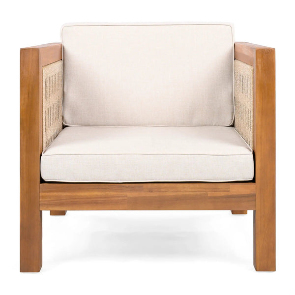 Outdoor Club Chair & Rope Arm And Cushions