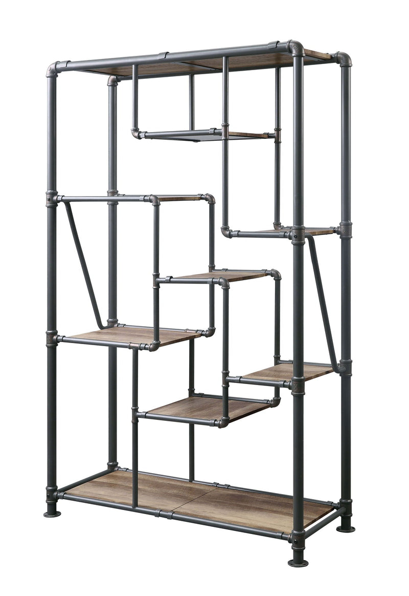 Antique Oak Bookshelf with Industrial Metal Frame - Brantley, photo 3 of 4