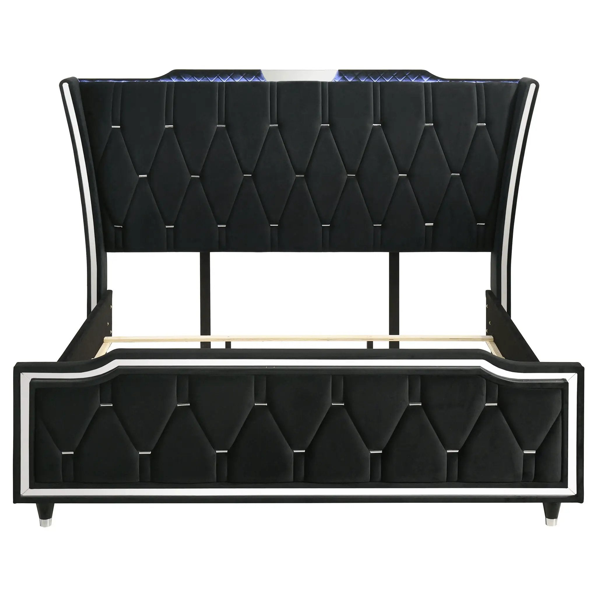 Lorient California King LED Upholstered Bed Black by Unique Piece Furniture