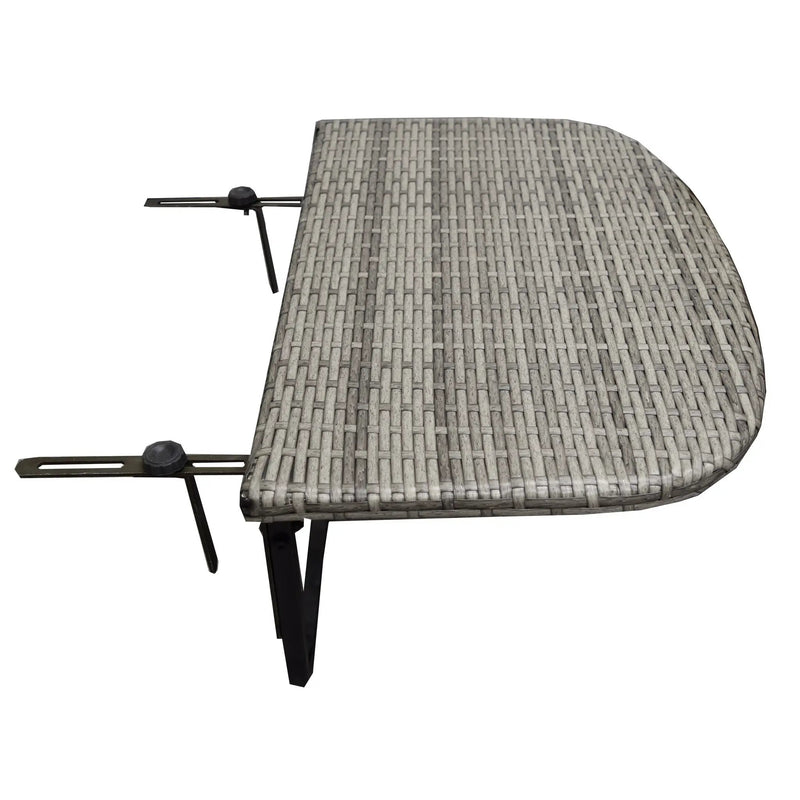 Grey Wicker Foldable Patio Balcony Table with Adjustable Clamps by Sharicks