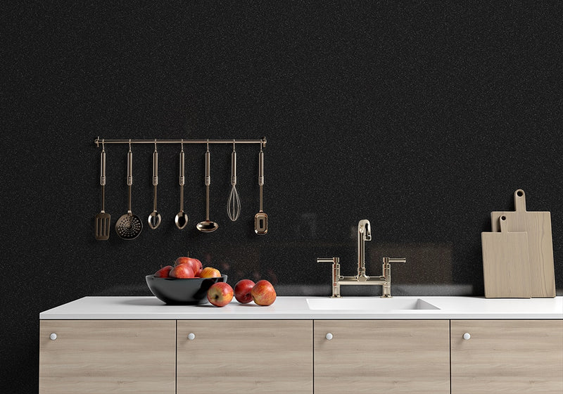Absolute Black Brushed Granite Slab Random room scene 2