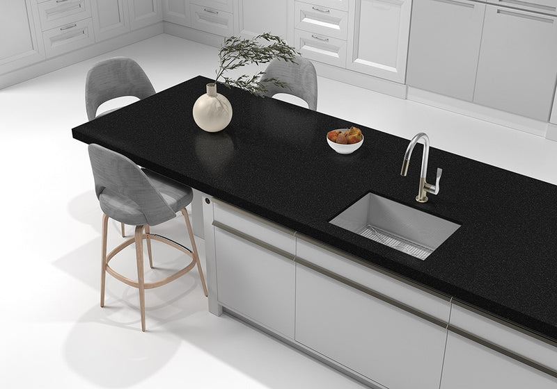 Absolute Black Brushed Granite Slab Random room scene 4