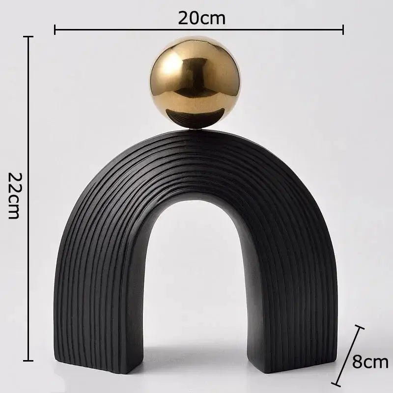 Modern Arch Sculpture with Golden Sphere by House Of Avana