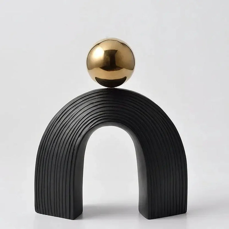Modern Arch Sculpture with Golden Sphere by House Of Avana
