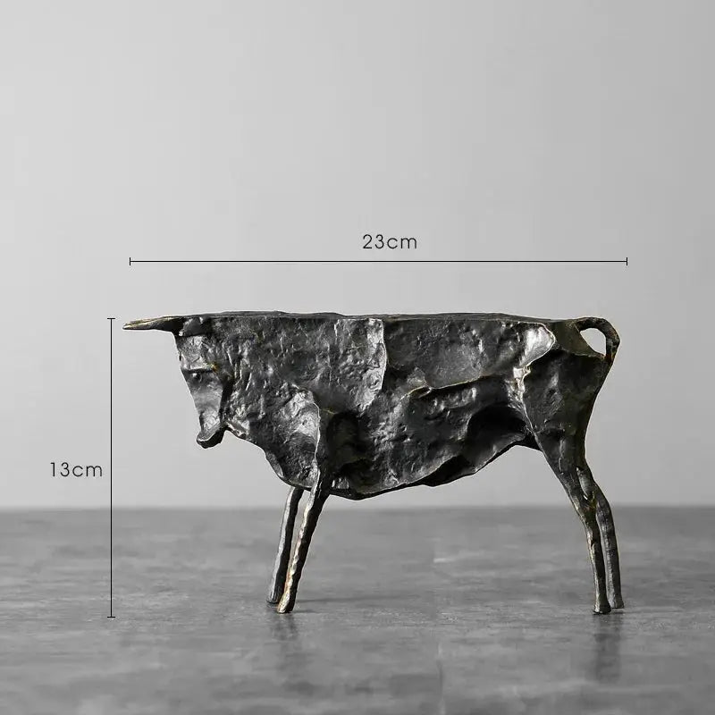 Abstract Bull Statue Textured Metal Sculpture for Your Home Decor by House Of Avana