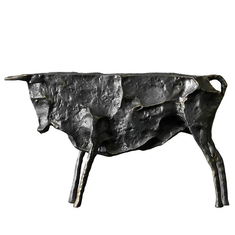 Abstract Bull Statue Textured Metal Sculpture for Your Home Decor by House Of Avana