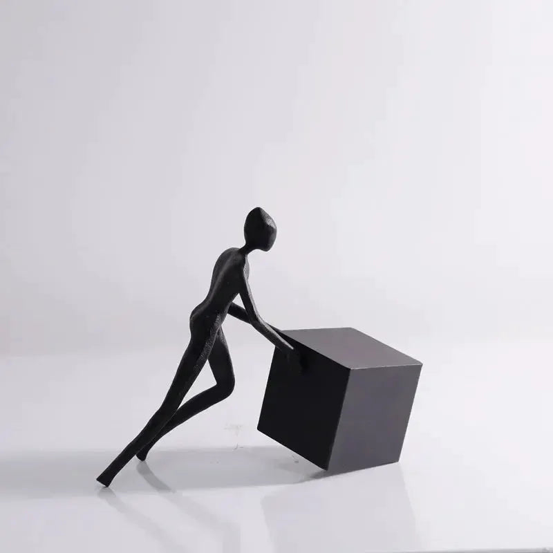 Abstract Iron Figurine Matte Black Cube Sculpture for Your Home Decor by House Of Avana