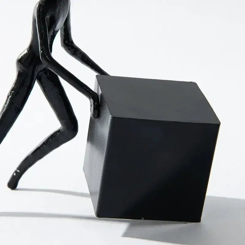 Abstract Iron Figurine Matte Black Cube Sculpture for Your Home Decor by House Of Avana