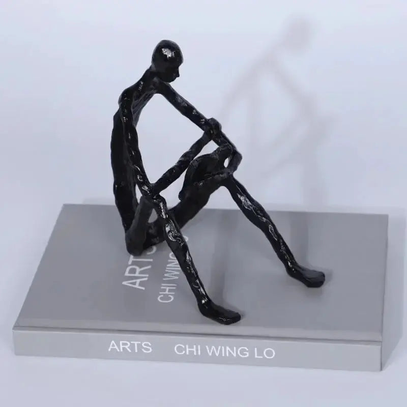 Modern Abstract Seated Thinker Sculpture for Minimalist Home Decor by House Of Avana