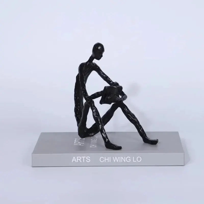 Modern Abstract Seated Thinker Sculpture for Minimalist Home Decor by House Of Avana