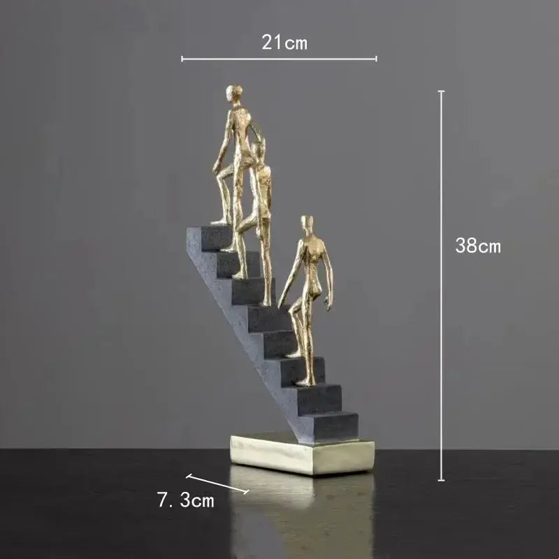 Modern Golden Staircase Climbing Human Sculpture | Luxury Resin Table Decor by House Of Avana