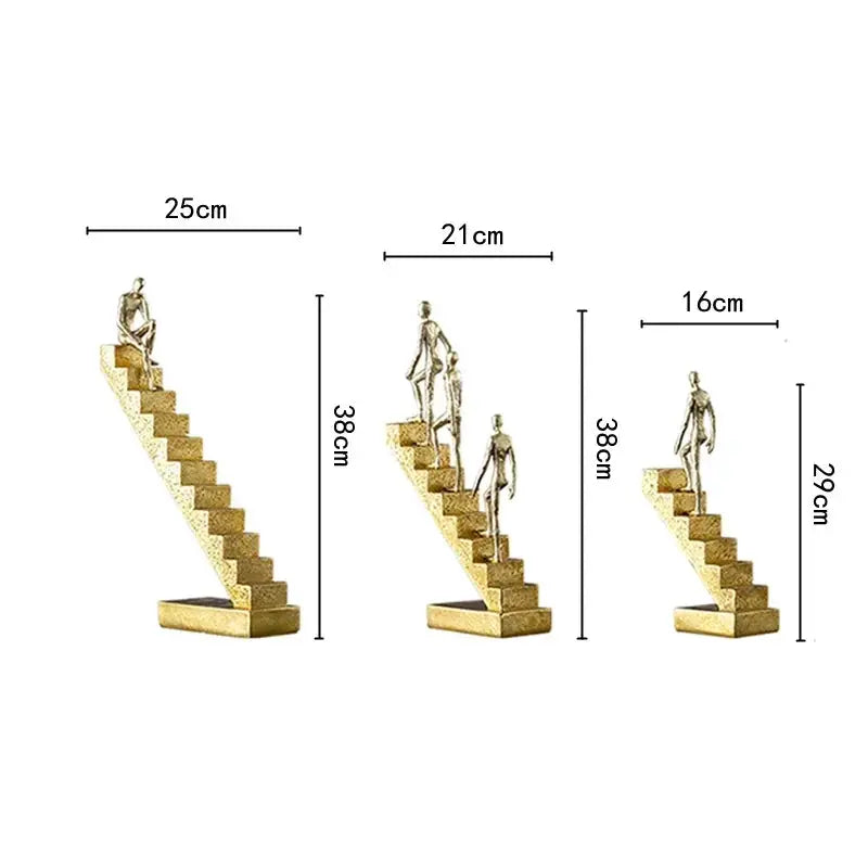 Modern Golden Staircase Climbing Human Sculpture | Luxury Resin Table Decor by House Of Avana