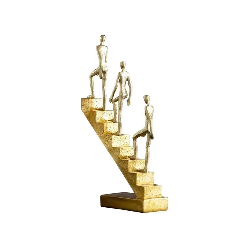 Modern Golden Staircase Climbing Human Sculpture | Luxury Resin Table Decor by House Of Avana
