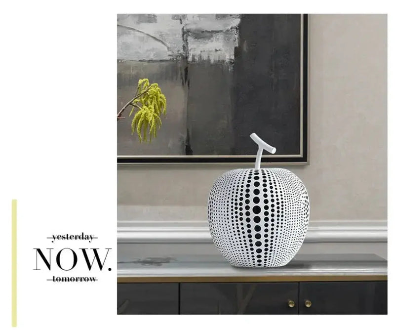 Modern Decorative Fruit Sculpture in Black & White by House Of Avana