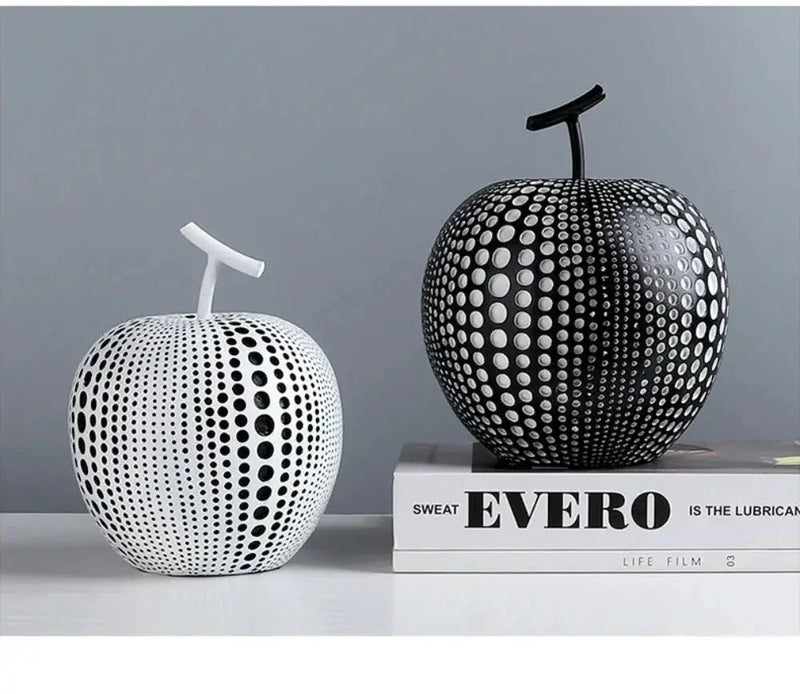 Modern Decorative Fruit Sculpture in Black & White by House Of Avana