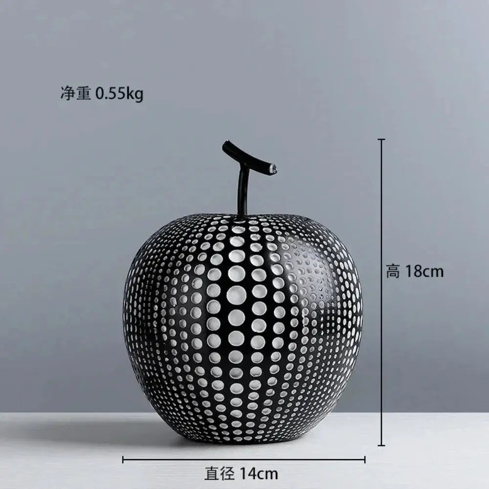 Modern Decorative Fruit Sculpture in Black & White by House Of Avana