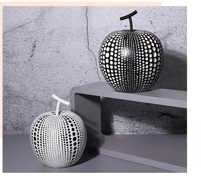 Modern Decorative Fruit Sculpture in Black & White by House Of Avana