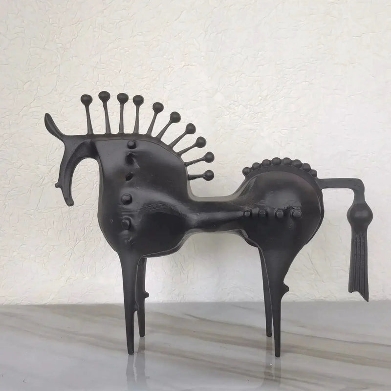 Abstract Horse Sculpture Matte Black Iron Decor for Your Modern Home by House Of Avana