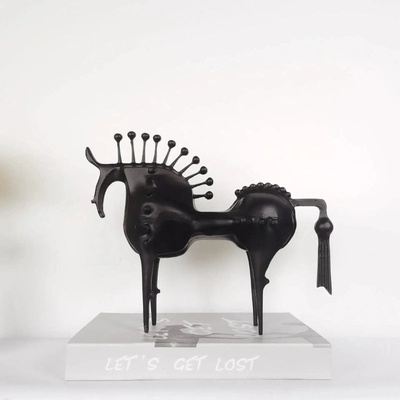 Abstract Horse Sculpture Matte Black Iron Decor for Your Modern Home by House Of Avana
