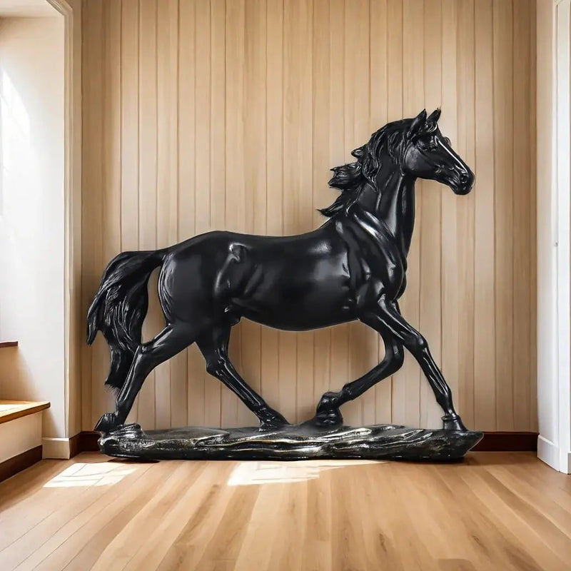 Running Horse Figurine Antique Bronze Table Decor by House Of Avana