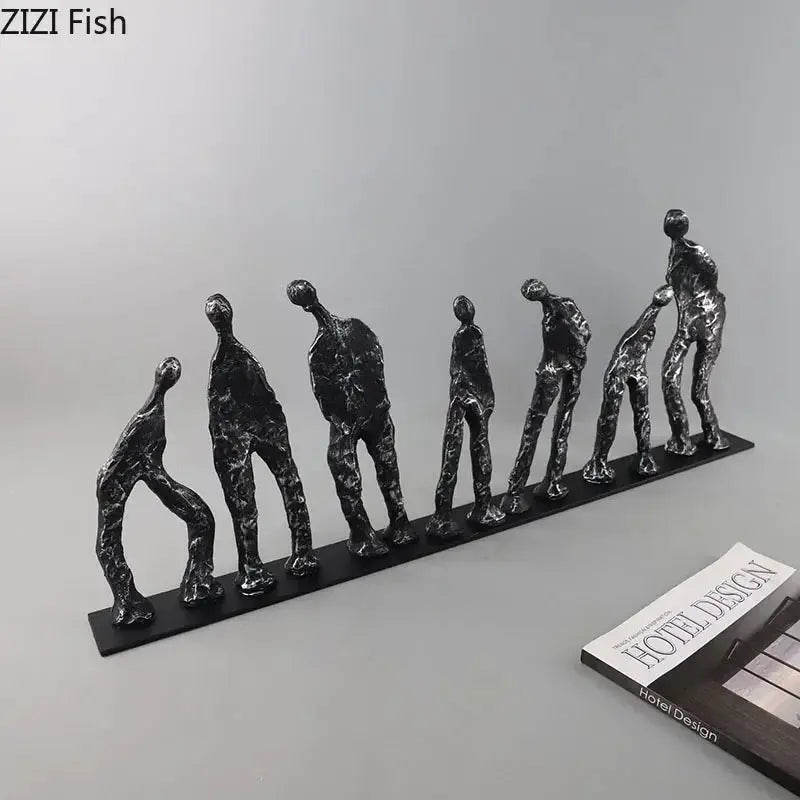 Abstract Human Figures Sculpture Black Cast Iron by House Of Avana